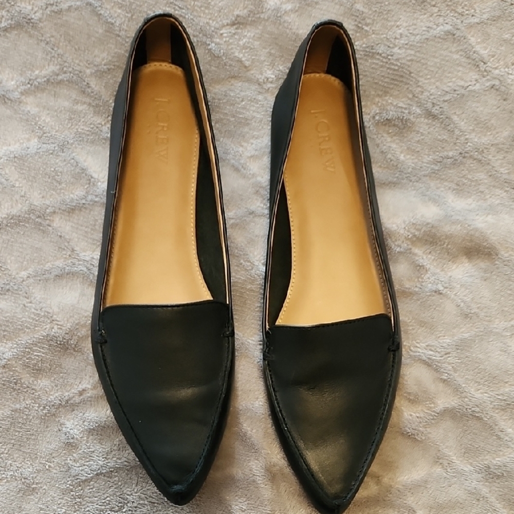 J. Crew Black Pointed-Toe Flats Sleek Minimalist Design